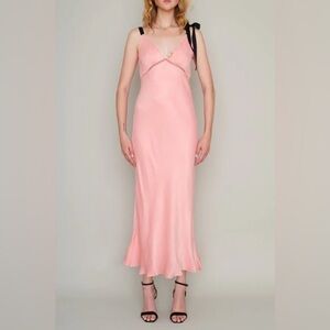 Women’s Richard S Radcliffe Clerkenwell Contrast Piped Midi Dress In Peach Sz 4